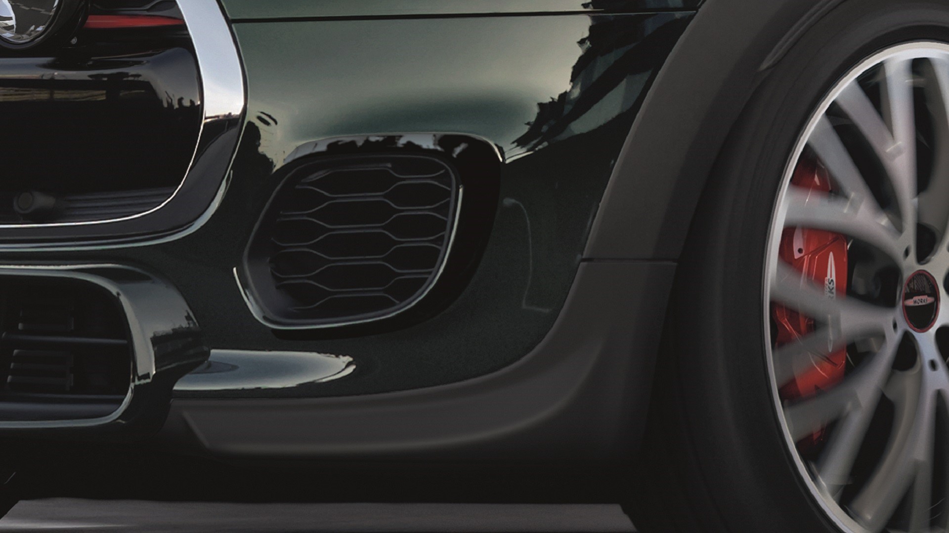 JCW SPORTSTREIFEN PIANO BLACK BUMPER-KIT. 